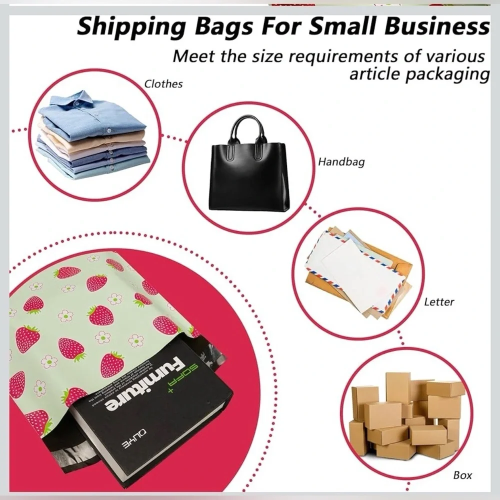 Strawberry Print Poly Mailers 14.5x19 Pack of 10
